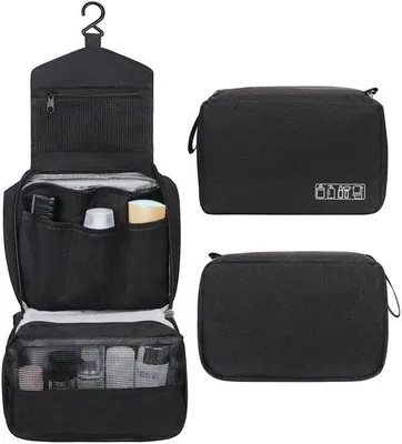 Produktbild von Wasserdichte Toilettenbeutel, schwarze Reiseorganizer Tasche