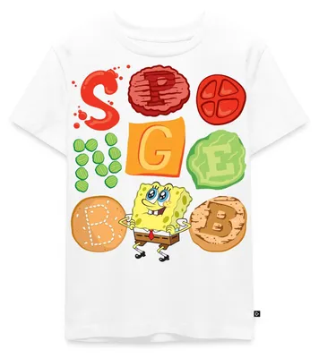 Produktbild von Spreadshirt Spongebob Schwammkopf Burger Zutaten Design Kinder Premium T-Shirt, 110/116 (4 Jahre), Weiß