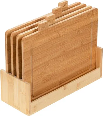 Produktbild von Bamboo Schneidebrett Set - Antibakteriell - 4-teilig - Natürliches Bambus