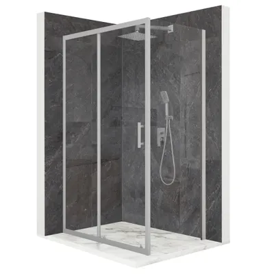Zdjęcie produktu dla Kabina prysznicowa 90x80cm drzwi przesuwne srebrna szkło ESG 6mm +powłoka