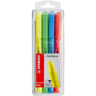 Produktbild von Textmarker - STABILO flash - 4er Pack - gelb, grün, blau, pink