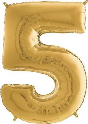 Produktbild von Riesenzahl Folienballon 26"/66cm | Gold #5