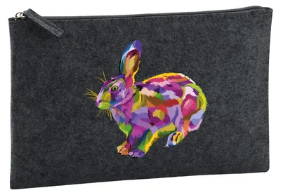 Produktbild von Huuraa Kulturbeutel Hase Colorful 1 Liter Charcoal Filz Kosmetiktasche Geschenkidee