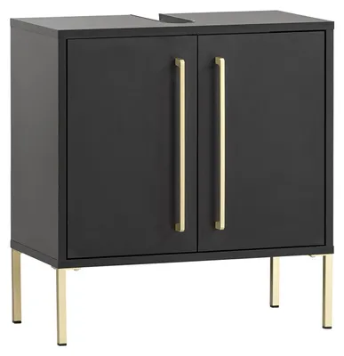 Waschtischunterschrank 2 Türen Soft-Close schwarz/gold 61,2x57,1x30,1 cm