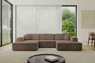 Produktbild von ALTDECOR Ecksofa in U-Form IREA-U1-v3 301x165x77 cm Braun Corner Sofa Bett Eckcouch Couch L-Form Wohnlandschaft Cauchsofa