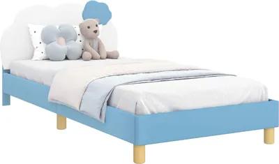 Image de Cadre de lit pour enfants avec tête de lit Bleu 90 x 190 cm PU