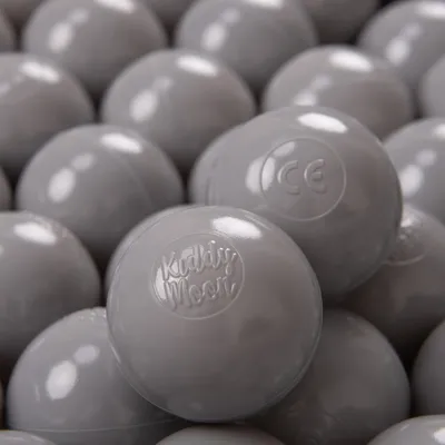 Obrázok produktu pre KiddyMoon 100 ∅ 6 cm Detské lopty na hranie vo vani Detské plastové lopty vyrobené v EÚ, sivé