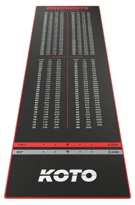 Productafbeelding van Dartmat dartmatten tapijt - Polyester - 285 x 80 cm - Rood - Met 2 werplijnen