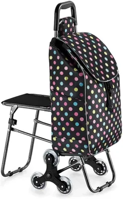 Produktbild von Einkaufswagen Treppensteiger Trolley Einkaufstrolley Mit Sitz, Faltbarer Einkaufswagen, Treppensteigen, Tragbarer Handwagen, Einkaufstasche Mit Rädern Einkaufstrolley Klappbar