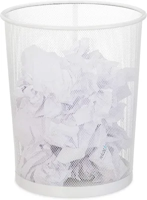 Productafbeelding van Papiermand metaal - Kantoor & keuken - Draad - Rond - Prullenbak - 20 liter - Groot - H x D: 35 x 29,5 cm - Wit