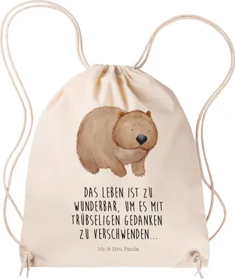 Produktbild von Mr. & Mrs. Panda gym rucksack Wombat - Transparent - Geschenk, sporttasche klein, Australien, Das Leben Ist schön, Lustige Sprüche, Beutel, wander, Stoffbeutel, Spruch