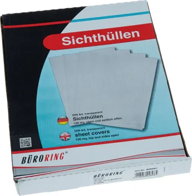 Produktbild von Büroring Aktenhüllen, genarbt, rot, Sichtmappe 120my, PP-Folie
