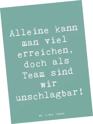 Produktbild von Mr. & Mrs. Panda Grußkarte Spruch Im Team zusammenarbeiten - Meeresbrise - Geschenk, gemeinsame Ziele, Ansichtskarte, Inspiration, Ansichtskarten, Postkarten, einzelkarte
