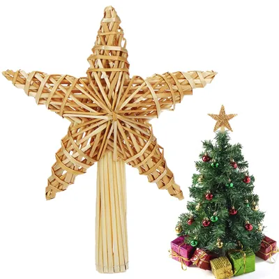 Strohstern für Weihnachtsbaum, 30,5 x 20 cm, Naturstroh, 1 Stück