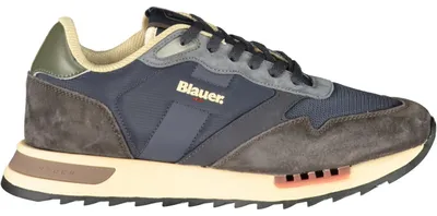 Produktbild von Herren-Sportschuh Blau mit Grünen Akzenten und Wechselsohle