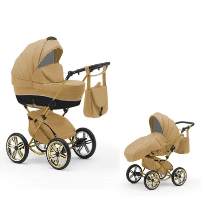 Produktbild von Klassischer Kinderwagen Sorento Gold 2 in 1 inkl. Sportsitz in 19 Farben