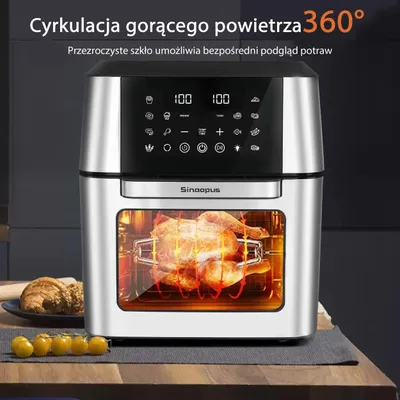 Produktbild von Heißluftfritteuse 12L - Air Fryer / Mini Backofen - Fettarmes Kochen - XXL Kapazität - LED Touchdisplay - Sichtfenster - 220V