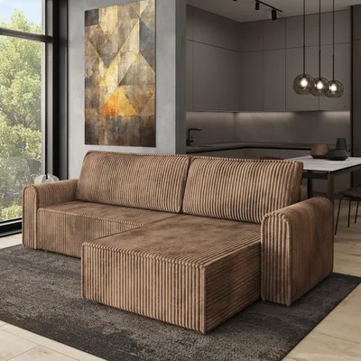 Produktbild von Masseno Ecksofa VALTINO mit Schlaffunktion L-Form, Sofa mit Bettkasten, Wohnzimmersofa, Couch, Soffa, Bettsofa, Couchgarnitur- Beige, TILIA 17