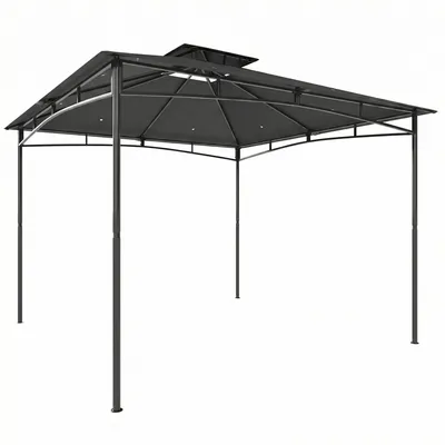 Produktbild von Pavillon 3x3m Wasserabweisend Stabil Winterfest Gartenpavillon mit zurückziehbar Obenrahmen Doppeldach Dunkelgrau