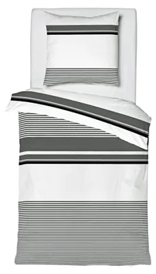 Produktbild von JACK by Mistral Satin Bettwäsche 2 tlg. 135x200cm Streifen Anthrazit Grau Weiß Baumwolle
