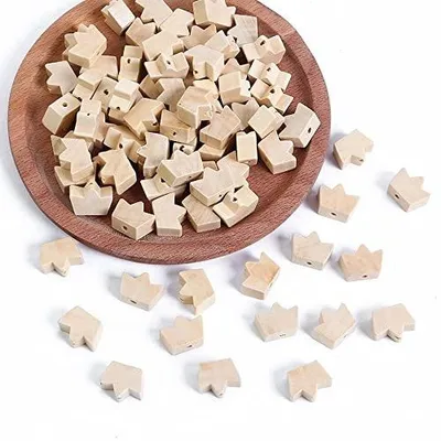 Zdjęcie produktu dla Koraliki drewniane naturalne do biżuterii rzemiosła dzieci 50 szt.