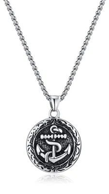 Image de Collier en acier inoxydable pour homme, avec pendentif en forme d'ancre