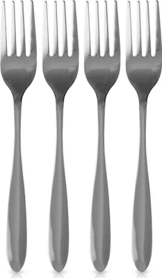 Image de Quatre fourchettes de table en acier inoxydable élégamment polies et brillantes 19,5 cm