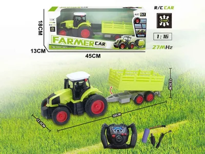 Zdjęcie produktu dla Traktor RC z przyczepą – żółty