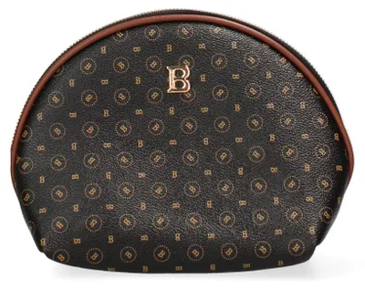Productafbeelding van Damesclutch, zwart, bruin, met rits, met monogram, 18x15 cm