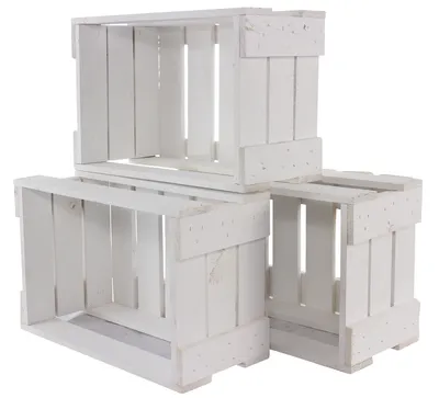 Produktbild von 3x WEIßE Holzkisten  43x23x19cm / schöne Deko und Transportbox für Groß & Klein