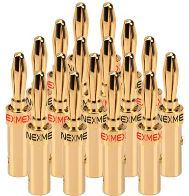Produktbild von NEXMEX Bananenstecker 4mm schraubbar 18x Stecker vergoldet für Lautsprecherkabel
