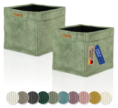 Produktbild von Kallax Boxen Cord 2er Set salbei, Aufbewahrungsbox faltbar 33x33x31cm