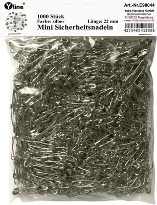 Produktbild von Sicherheitsnadel 1000 Stück Mini-Sicherheitsnadeln klein, silberfarben ca. 22 mm, Sicherheitsnadel, E90044