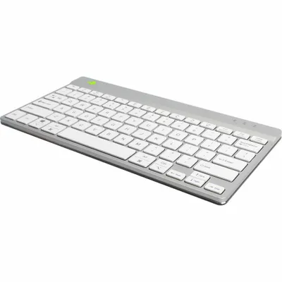 Produktbild von R-Go Tools Ergonomische Tastatur R-Go Compact Break, kompakte Tastatur mit Pausensoftware, QWERTY (US), Kabelgebunden, Weiß, Mini, Kabelgebunden, USB, Scherenschalter, QWERTY, Weiß