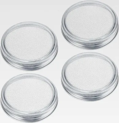 Produktbild von 4 Stück Sprossenglas Deckel,Sprossenglas Keimglas Haltbarkeit decke,Keimdeckel für Deckel aus 86mm 304 Edelstahl Kressesieb Sprossenturm Samen Sprießen Bildschirm für Einmachgläser Keimgeräte