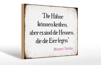 Produktbild von Holzschild Spruch 30x20cm Hähne können krähen aber es sind