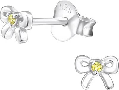 Produktbild von Ohrringe Ohrstecker 925 Sterling Silber Schleife mit Zirkonia in verschiedenen Farben Farbe - Gelb