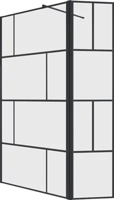Image de Paroi de Douche avec Volet Pivotant 120+40x195cm - Verre 8mm Anticalcaire - Motifs et Profilés Noir