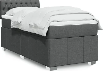 Produktbild von Boxspringbett mit Matratze Dunkelgrau 90x190 cm Stoff, Klassische Betten 2024 Neu