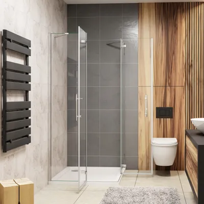 Produktbild von 90x76x195cm Duschtür Eckeinstieg Scharniertür Duschabtrennung Dusche Duschkabine