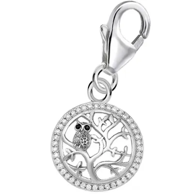 Runde Charm-Anhänger mit Lebensbaum und Eule - Schutz & Weisheit

