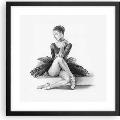 Produktbild von Gerahmtes Poster - Schwarzer Rahmen - Ballerina Zeichnung Bleistift - 40x40 cm - Wand Bild - Wanddeko - Wandbilder - Kunstposter - Wandposter - Bilderrahmen - Bilder - Kunstdruck - P2BAC40x40-4496