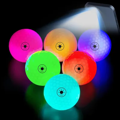 Produktbild von Golfbälle, die im Dunkeln leuchten, durch Licht aktiviert, 7 Farben, bleiben beleuchtet, einfaches EIN- und Ausschalten mit Taschenlampe, leuchtende Golfbälle für nächtliches Golfen