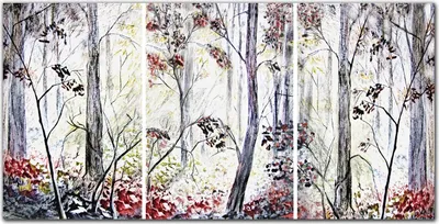 Produktbild von Coloray Küchenrückwand 100x50 Spritzschutz aus Glas - Wald Blätter