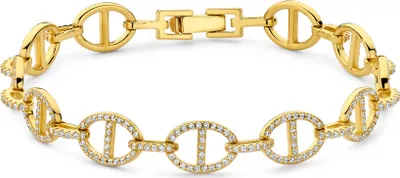 Produktbild von Neu Bling - 9NB-1615 - Silbernes ovales Monogramm-Armband mit Zirkonia - Gold - Damenarmband - 19,5cm