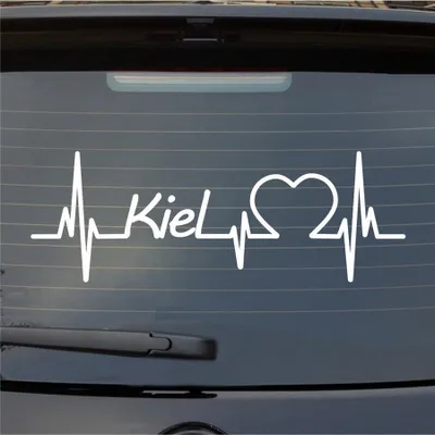 Produktbild von Heckscheibenaufkleber Kiel Herzschlag Puls Stadt Liebe 55x19 cm Weiss Glanz Auto Aufkleber Sticker