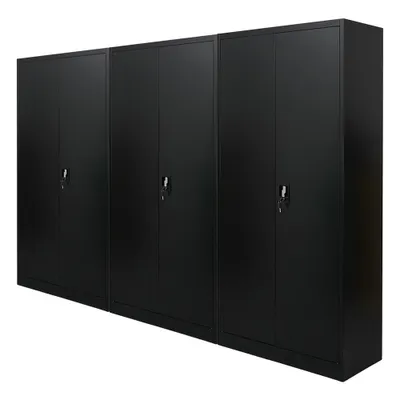 Produktbild von Mega Deal | 3x Flügeltürenschrank ELEPHANT | HxBxT 185x90x40cm | 4 Fachböden | Fertig aufgebaut | Schwarz