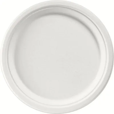 Produktbild von 8x Teller ø 26 cm Weiss - uncoated Weiß Bagasse Ø260 | Packung (50 Stück)