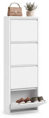 Produktbild von VASAGLE Schuhschrank, Schmaler Schuhkipper, 4 Klappen, Stahl