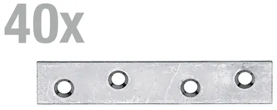 Image de Alberts 40 x raccords plats 80 x 15 mm - galvanisé sendzimir, avec trous de vis encastrés